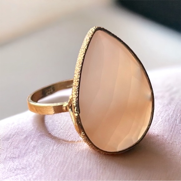 Jacmel Mauritius 925 Gold Tone Sterling Silver Semi Precious Faceted Size 8 - Picture 1 of 15